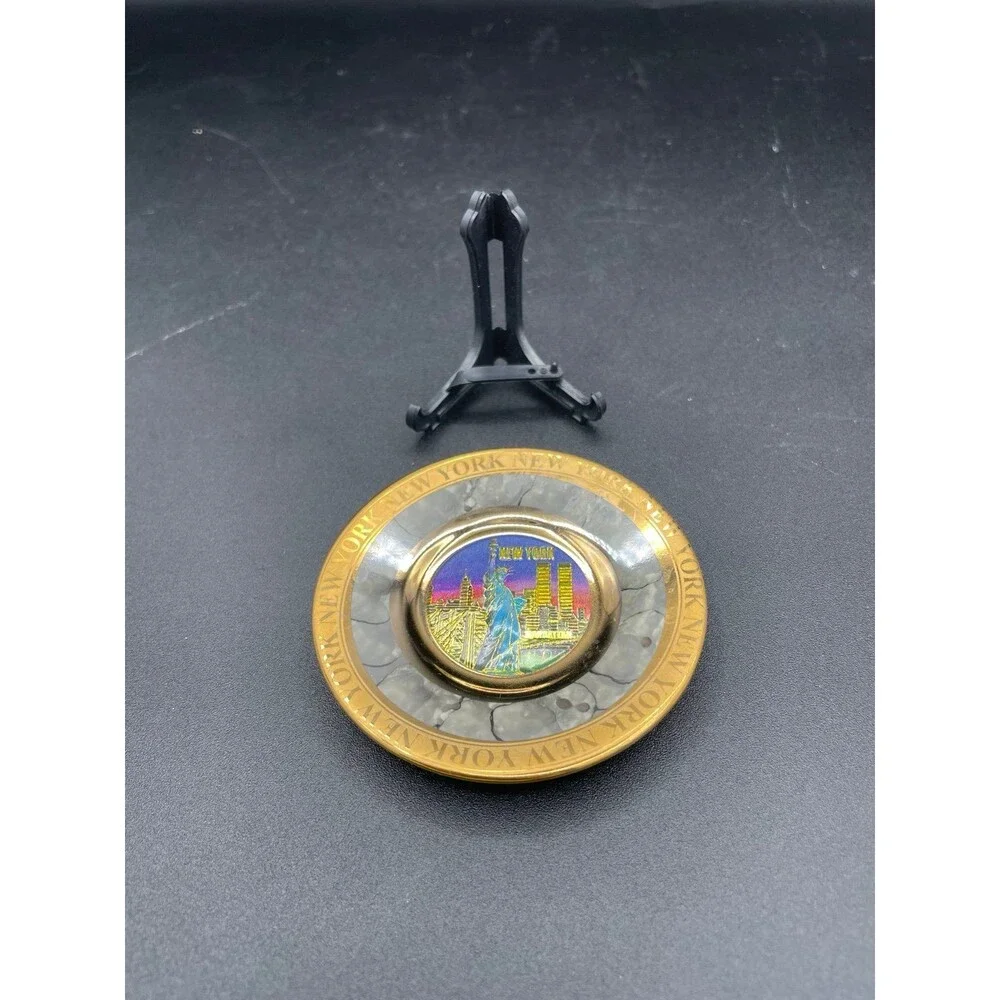 Vintage Chokin Art New York City Mini Plate 24KT Gold Edge Statue Of Liberty MCM